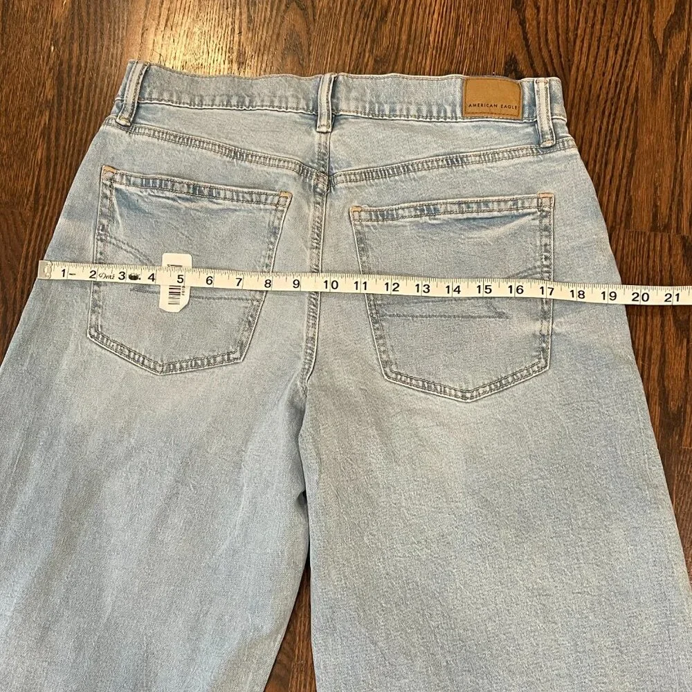 AE Women's Dreamy Drape Strigid Low-Rise Ultra Wide-Leg Jean, Lt Aglow, 2S, NWOT - Picture 11 of 11